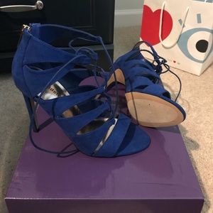 Blue lace up heels